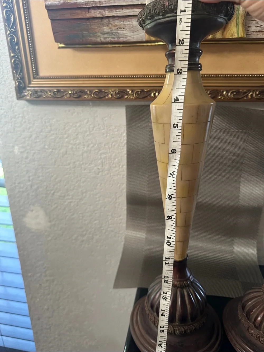 Home Accents Cream and Brown Mosaic Tapered Candle Holders (Pair)